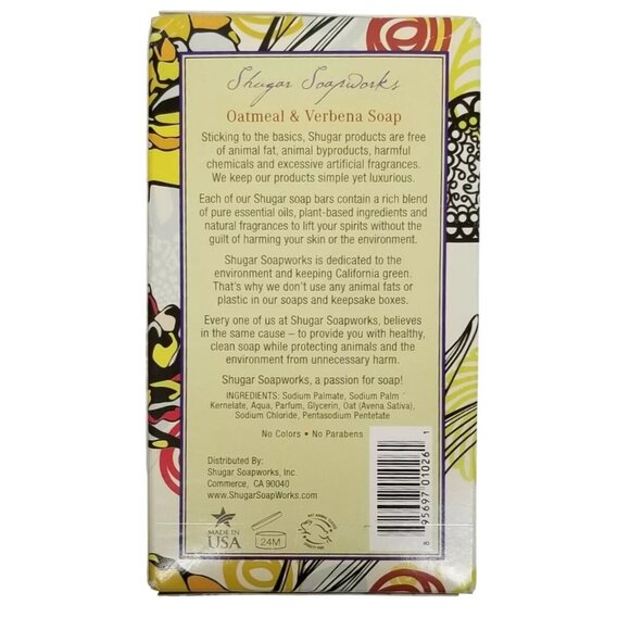 Shugar Soapworks Oatmeal Verbena Soap 2 bars Vegan NIP NEW - Picture 4 of 4